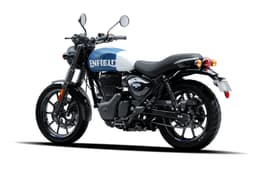 Royal Enfield Hunter 350 Rebel Blue rear three quarter